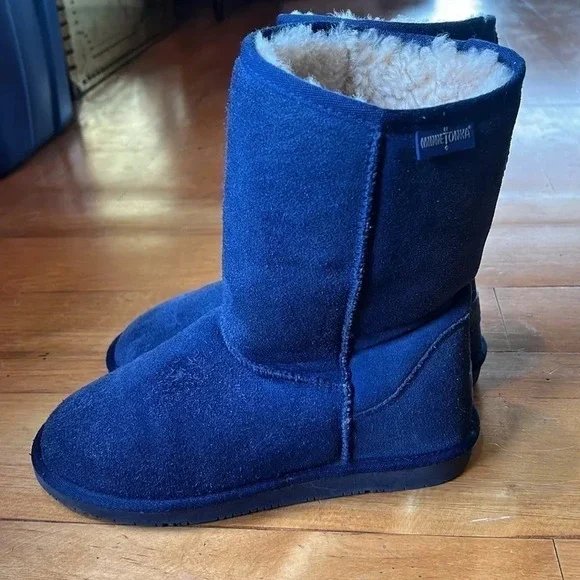 Minnetonka Women's Olympia Sheepskin / Wool Short Boot Elegance Indigo Size 9 - Picture 2 of 8